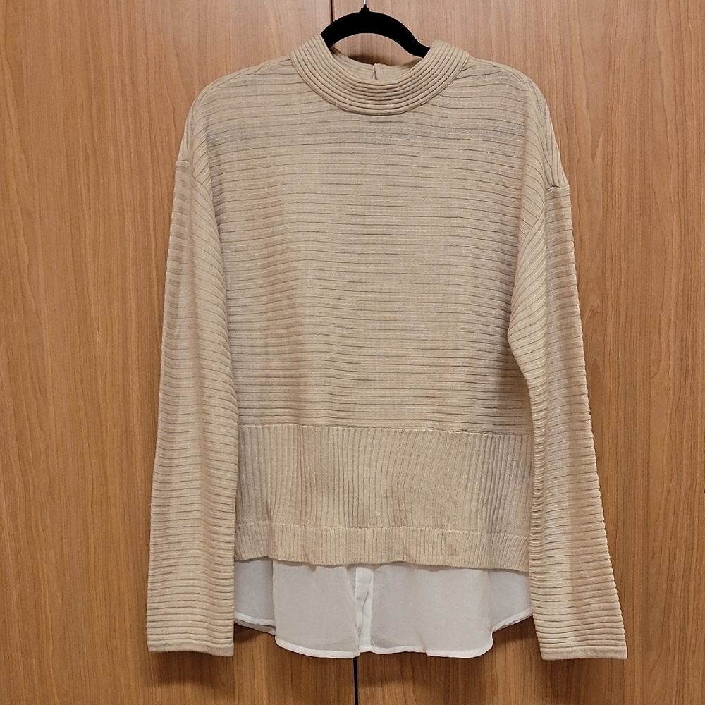 Anthropologie Beige Ribbed Sweater